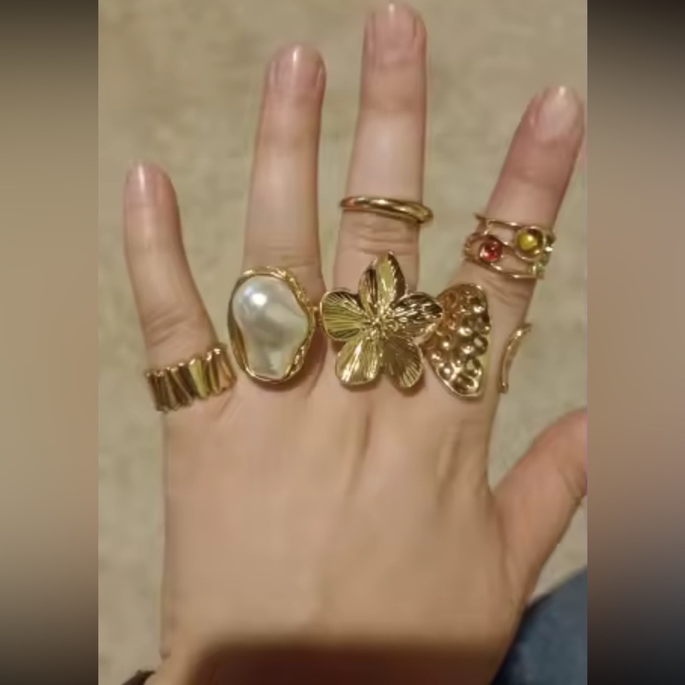 Golden Goddess Boho Luxe Gold 6 Piece Ring Set - Picture 12 of 14